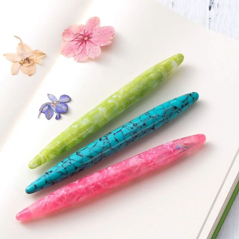 

Hot Sale Acrylic Transparent Stone Pattern Smooth Fountain Light Pen EF Nib Writing Business Supplies Gift Office