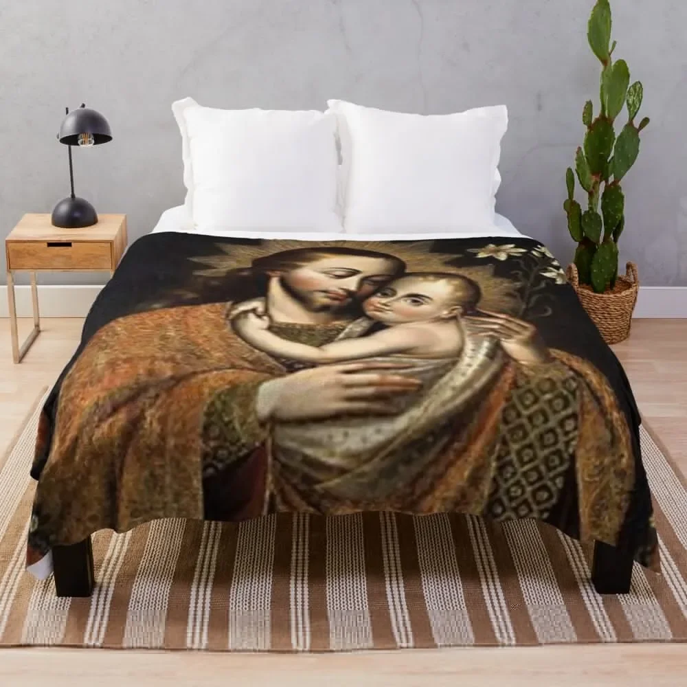 

Year of St. Joseph: Saint Joseph and Jesus Throw Blanket Sofa Extra Large Throw for babies fluffy Blankets