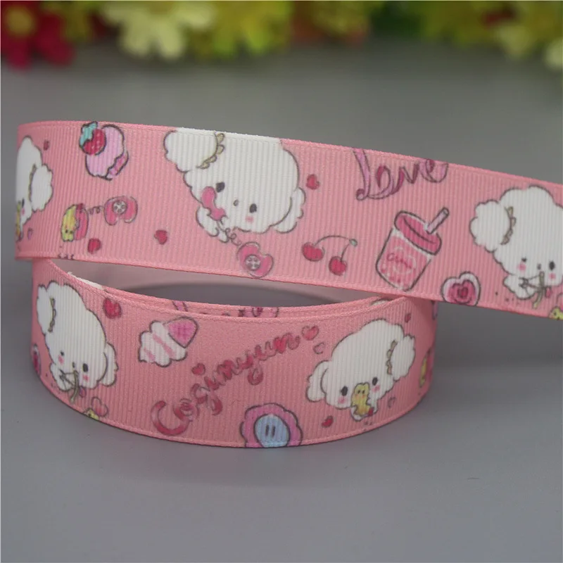 DHK 50 متر الباندا الكرتون Kawaii المطبوعة Grosgrain الشريط اكسسوارات المواد أغطية الرأس الديكور DIY بها بنفسك الخياطة الحرفية S2093