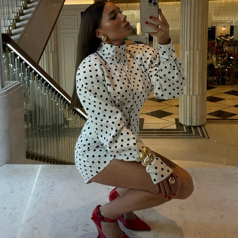 Typhaland – costumes imprimés à pois pour femmes, manteau à manches longues, short décontracté, ensemble 2 pièces, tenues d'automne