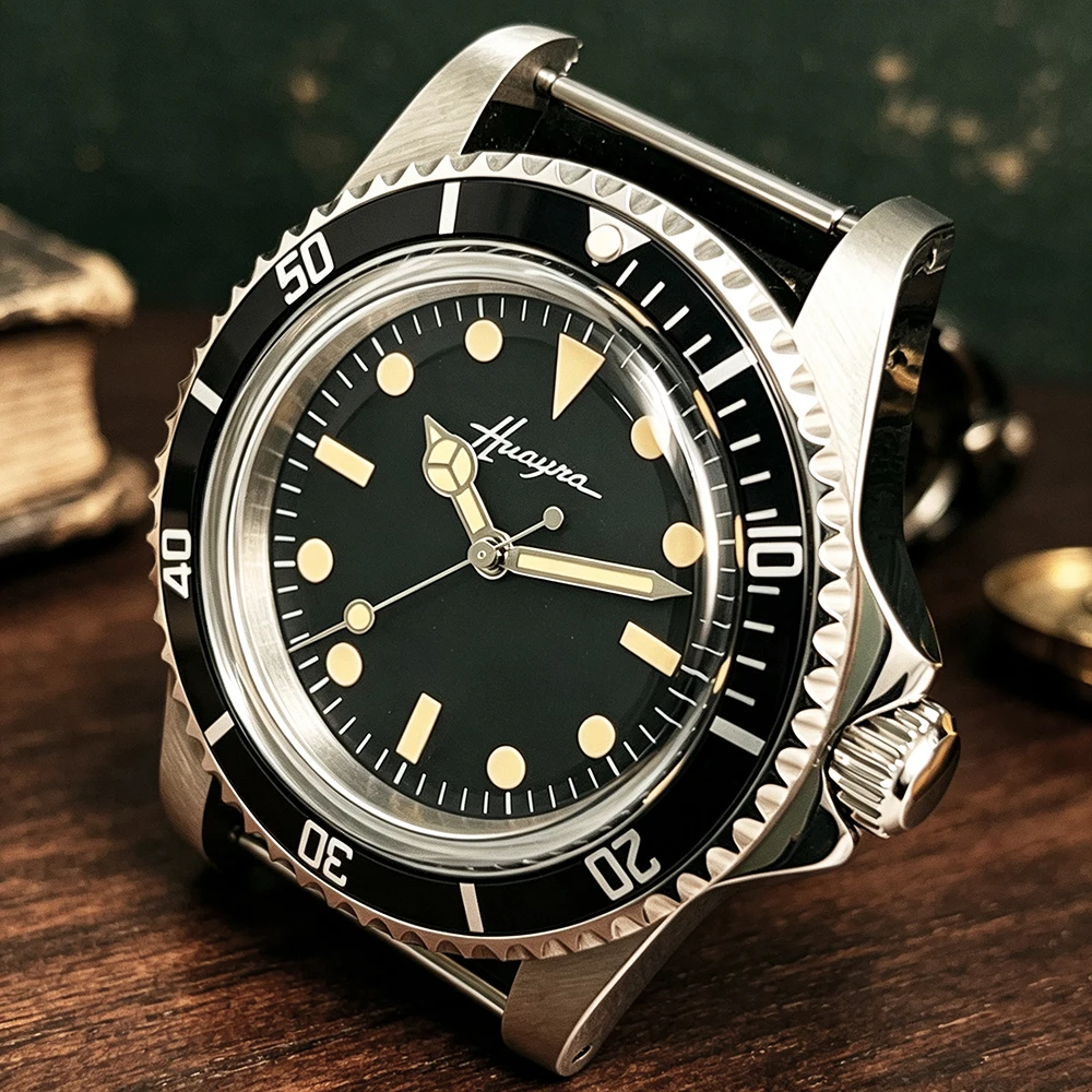 39.5Mm Retro Men's Automatic Mechanical Watch Black Dial Miyota 8215 ST1612 Movement Silver Stainless Steel Waterproof Luminous