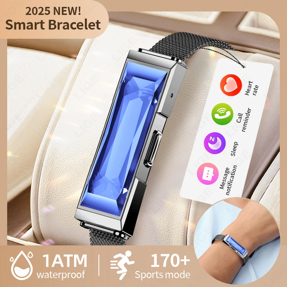 

Смарт-цепочка LIGE для женщин, приложение с подключением через Bluetooth, спортивный монитор сердечного ритма, кислорода в крови, монитор сна, женский умный браслет