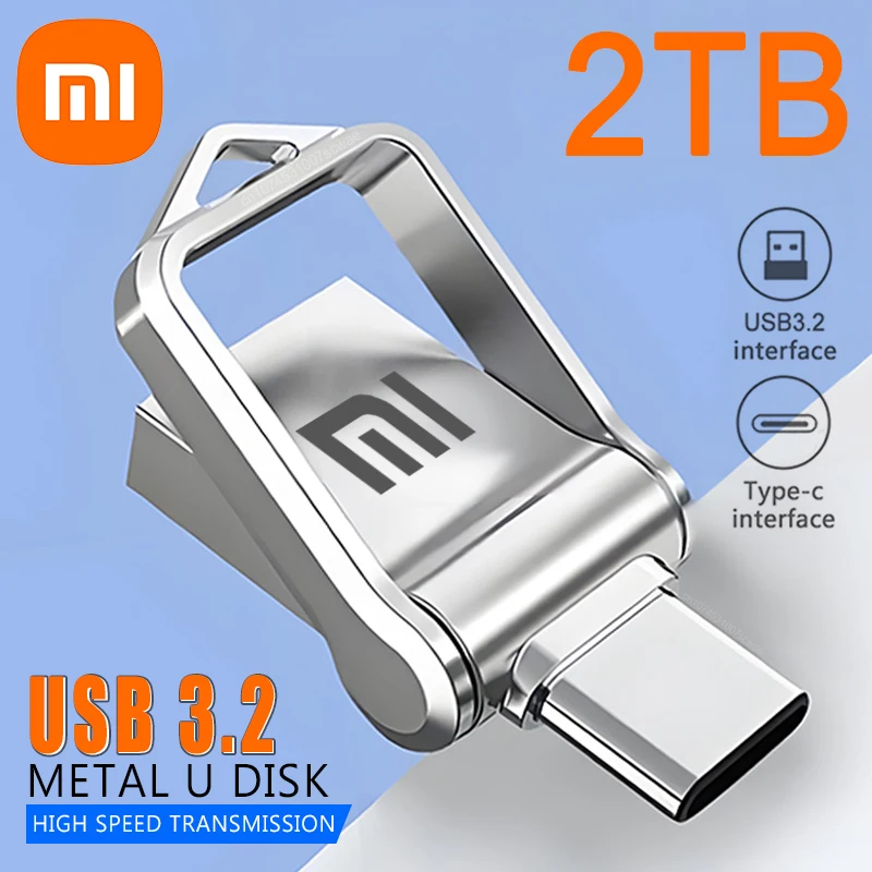 XIAOMI 2TB USB Drive Flash High Speed USB 3.0 Flash U Disk Type-C Interface Dual-use Mobile Phone Computer Metal Memory Stick