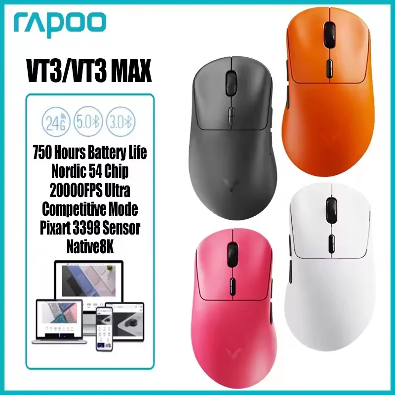 Rapoo VT3/VT3 MAX Wireless Gaming Mouse Ergonomic 53g Lightweight Macro Customizable
