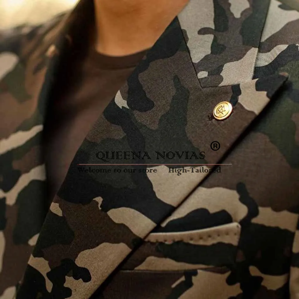 Camouflage Men Suits Double Breasted Formal Blazer Business Smart Casual Prom Customized Formal Party Groom Wedding Tuxedos 2025