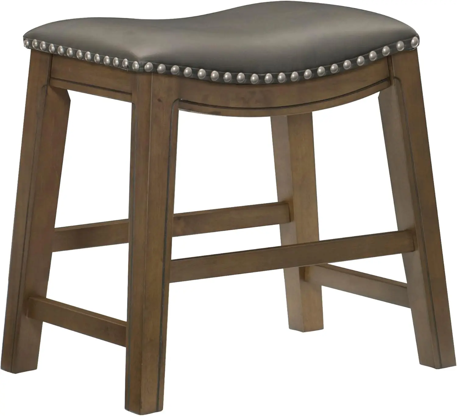 Solid Wood Dining Stools, Saddle Seat, Gray, 19" Height - Versatile Kitchen Seating for Casual Entertaining