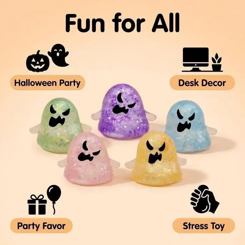 2026 Halloween New Ghost Pinch Toy Maltose Squeezing And Ventilating Toy In Stock Grip And Stress Relief Gift Box Set