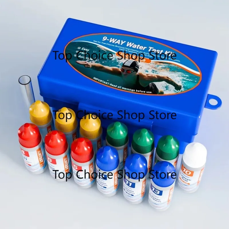 9-in-1 Port-able Swimming Pool Spa Water Test Kit Fast Accurate Water Quality Testing Hardness Chlorine pH Alkalinity Cyanuric