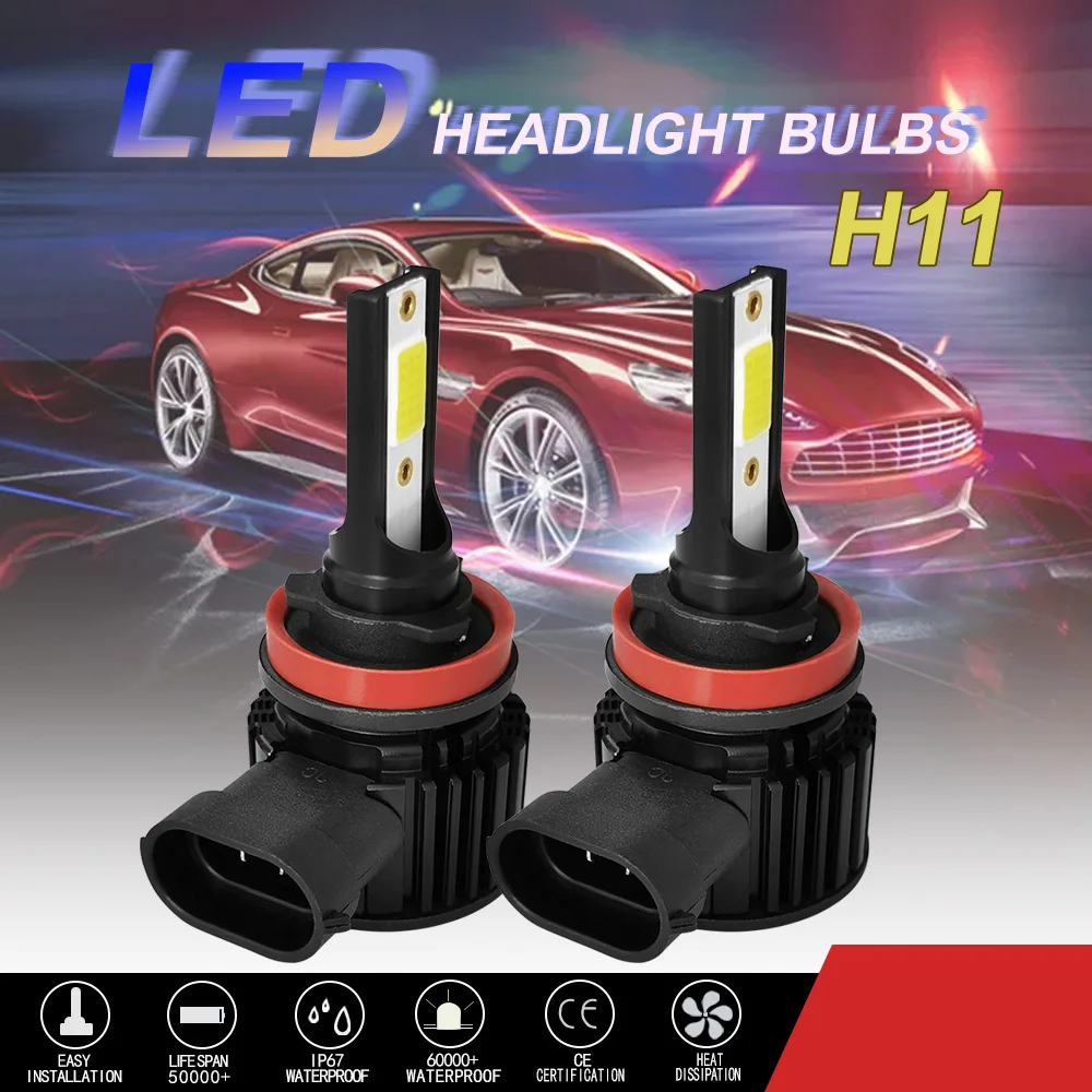 H11 LED Headlight 6000K 200W 8000LM Low Beam Bulbs High Power for