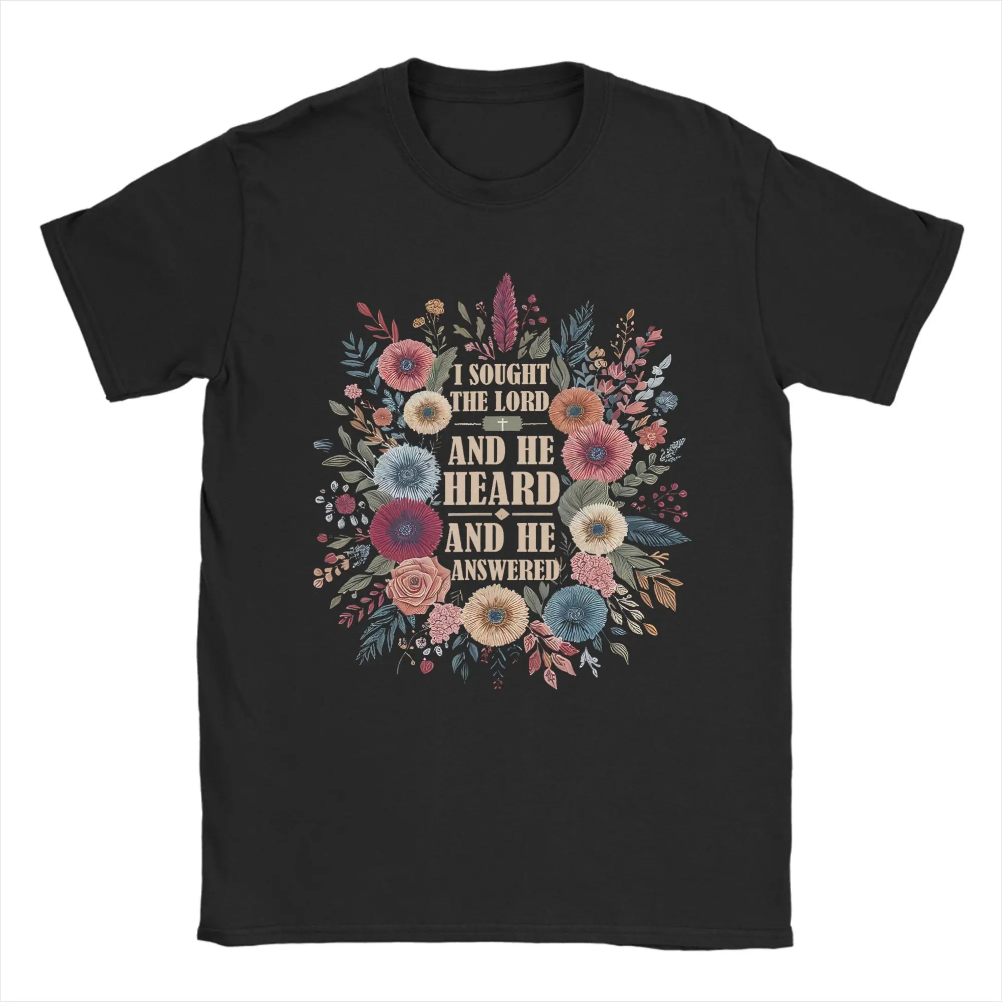 I Sought The Lord And He Answered  T-Shirt for Men  Vintage 100% Cotton Tee Shirt  Short Sleeve T Shirts 4XL 5XL 6XL Clothes