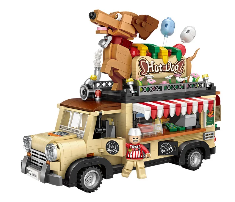 

1317 pcs The hot dog cart loz1116 the city series building block Bricks For Children