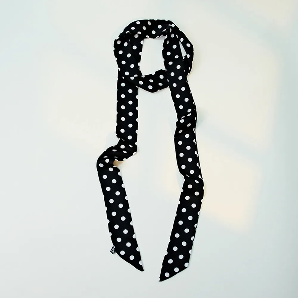 

Spring Summer Print Flower Small Scarf Wave Point Long Head Scarf Soft Multi-functional Neck Tie for Women