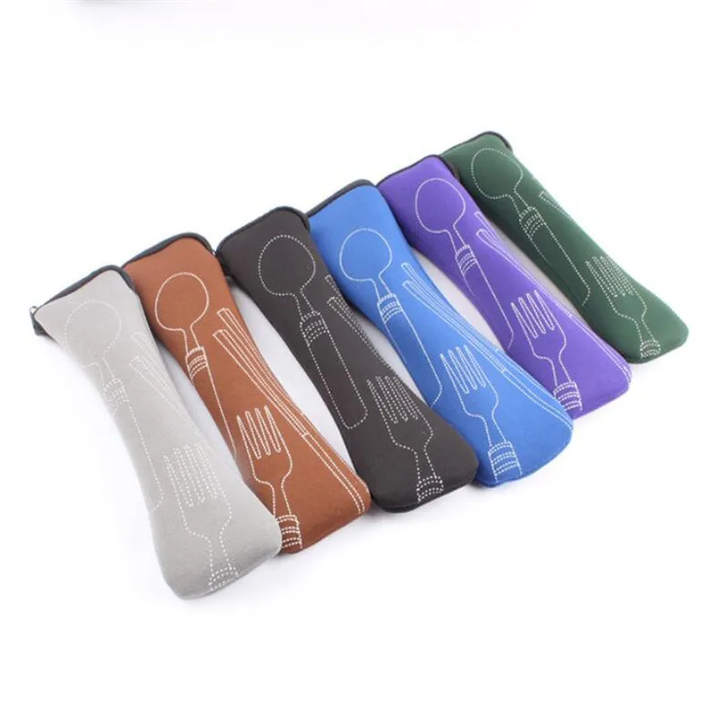 المحمولة أدوات المائدة حقيبة أدوات المائدة حقيبة عشاء مجموعة السفر صندوق تخزين وتعبئة أواني الطعام نزهة شوكة ملعقة حقيبة #4