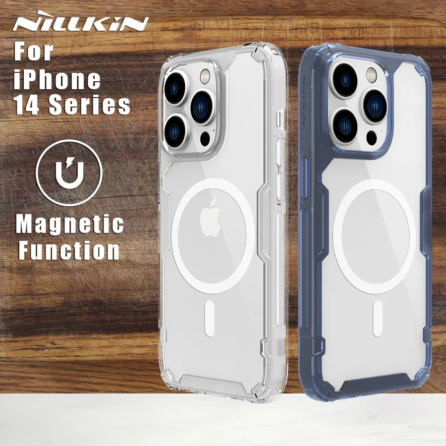 

Nillkin Shockproof for Magsafe Case for iPhone 14 Pro Max Plus Transparent TPU Magnetic Wireless Charging Armor Phone Back Cover