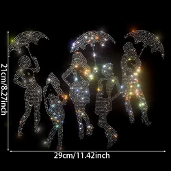 Umbrella rhinestones motif iron on motif Cartoon hot fix rhinestone motif iron on transfers motif patches appliques sewing