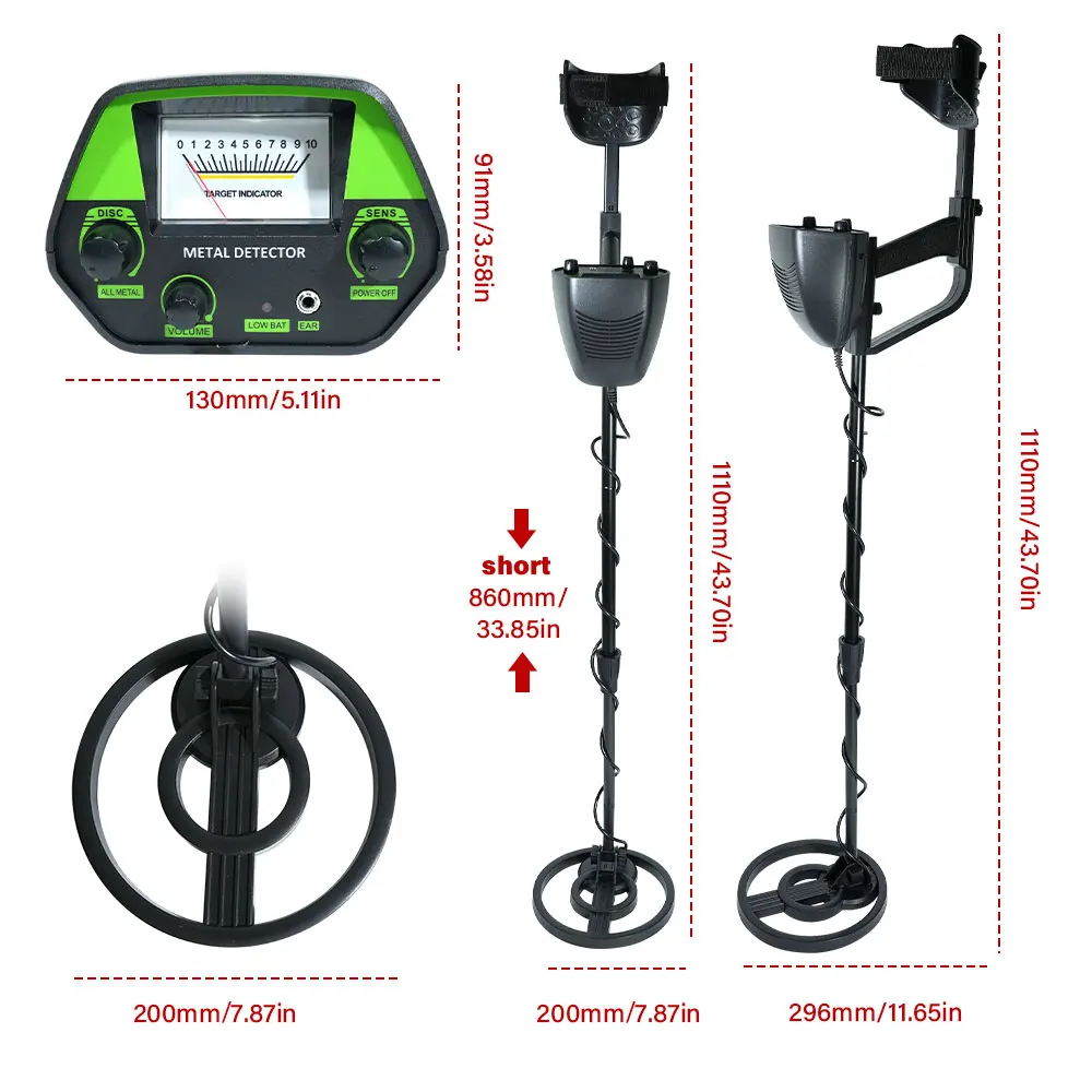 Detector de metais com bobina de pesquisa à prova d'água IP68 MD5090 com ferramenta profissional de localização externa para metal, ouro, prata e tesouro