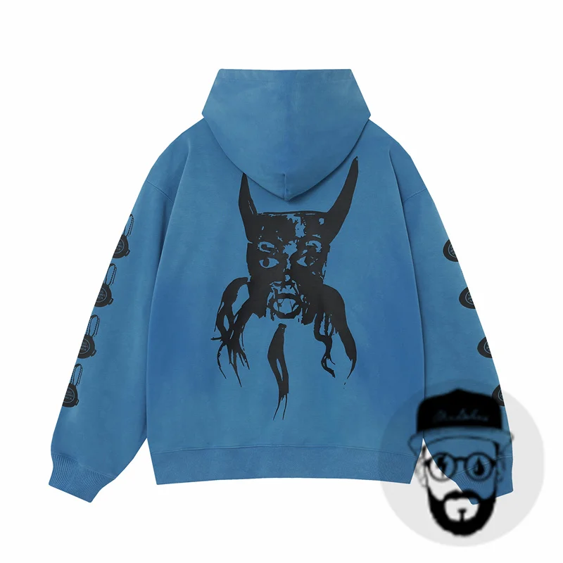 Blue pure cotton loose casual ERD sweatshirt for men and women, en fants riches d é prim é s printed hoodie