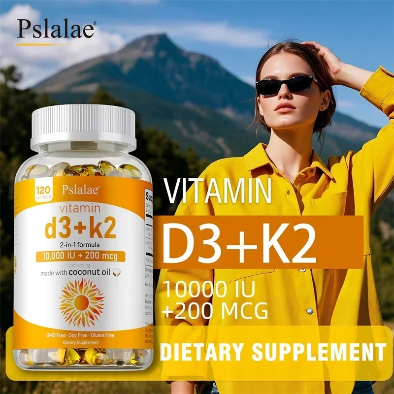 Vitamin D3+K2 Supplement - Supports Joint, Bone and Immune Health, Non-GMO Formula, Easy To Swallow Vitamin D and K Complex
