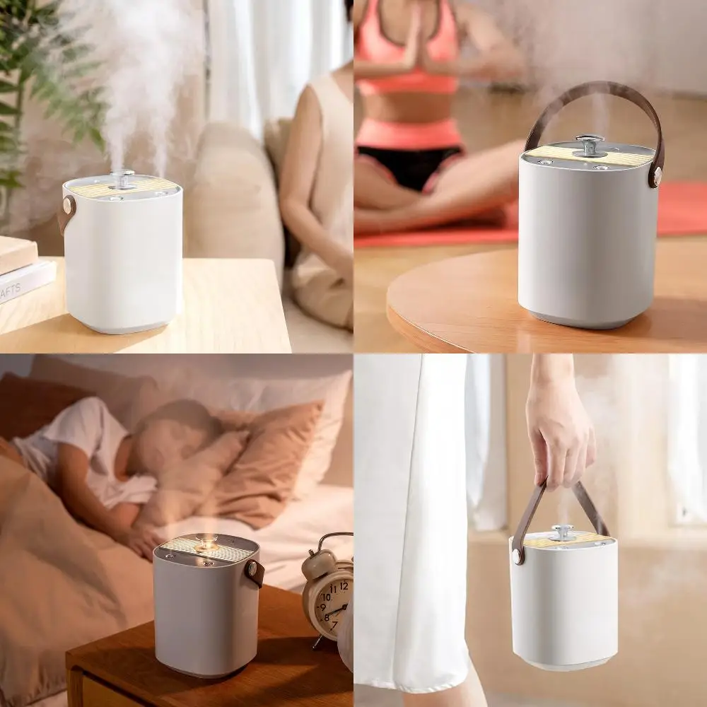 Umidificador de ar sem fio USB 1200ML portas duplas pulverizador de nevoeiro pesado recarregável purificador de ar escritório com luz noturna LED