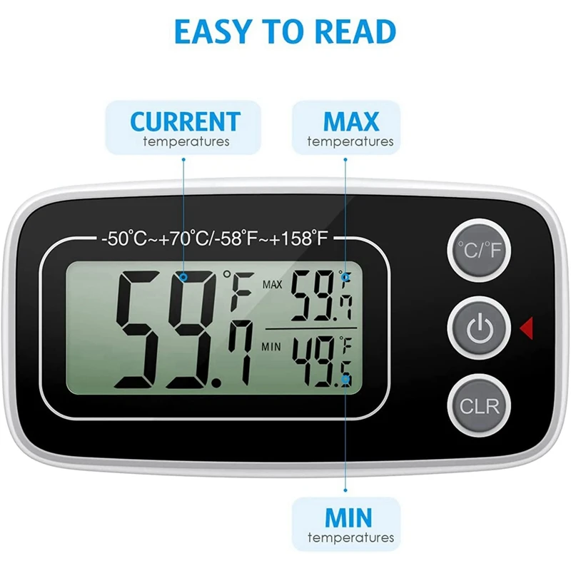 Fridge Thermometer, Digital Refrigerator Thermometer Waterproof Fridge Freezer Thermometer Monitor For Home