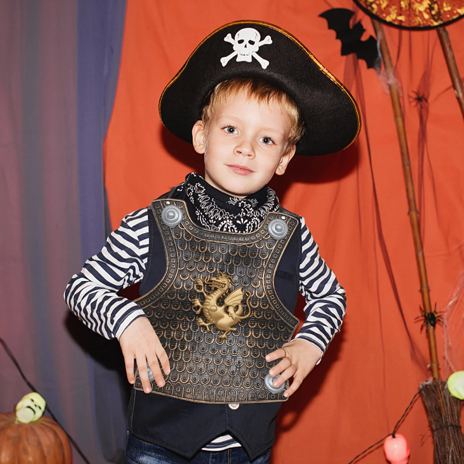 1 szt. Dziecięce zbroje do cosplayu, plastikowy zestaw zbroi do zabawy dla dzieci, kostium na imprezę, strój żołnierza, sztuczna zbroja dla chłopców w wieku 5-8 lat