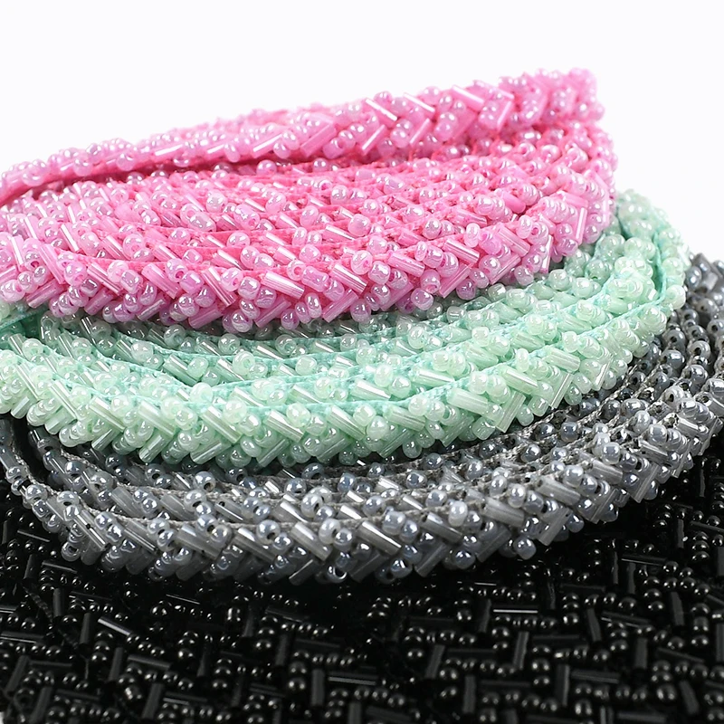 2/5/10 Yards 7mm Perlenbesetztes Spitzenband aus Polyester für Hochzeitskleider, Ausschnitte, Manschetten, Kleidungskanten, Dekorative Nähapplikationen, Bastelzubehör – Detail 7
