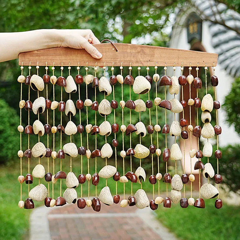 Natural Fruit Shell Bell Sound Healing Handmade Nut Shell Bells Outdoor Garden Meditation Wind Chimes Yoga Relaxation Wind Chime