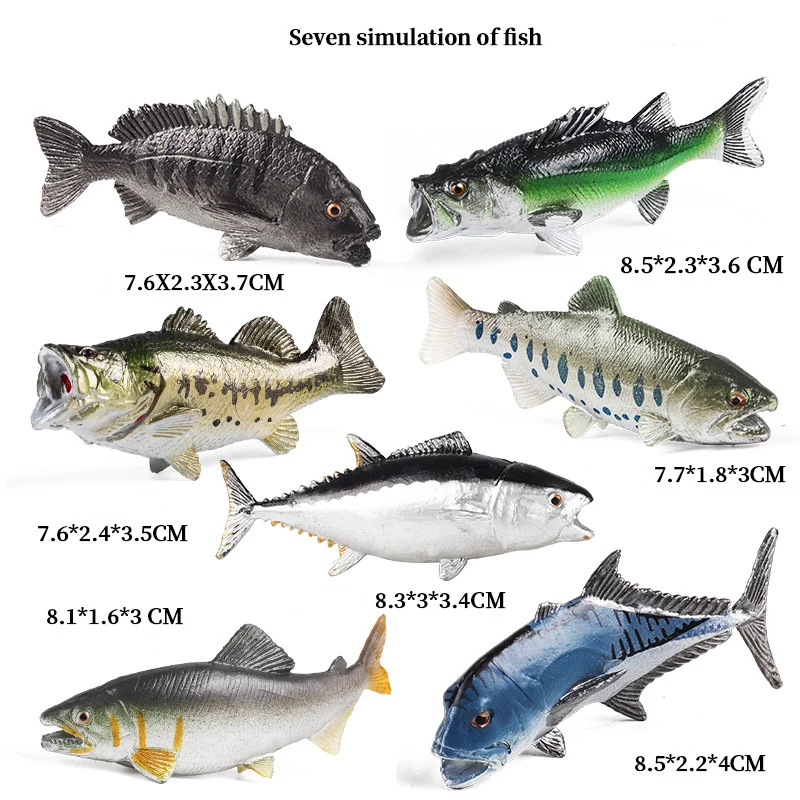 Simulation Marine Sea Life Tuna Salmon Fish Figurines Action Figures Ocean Animals Fish Model  Educational Toys for ChildrenGift