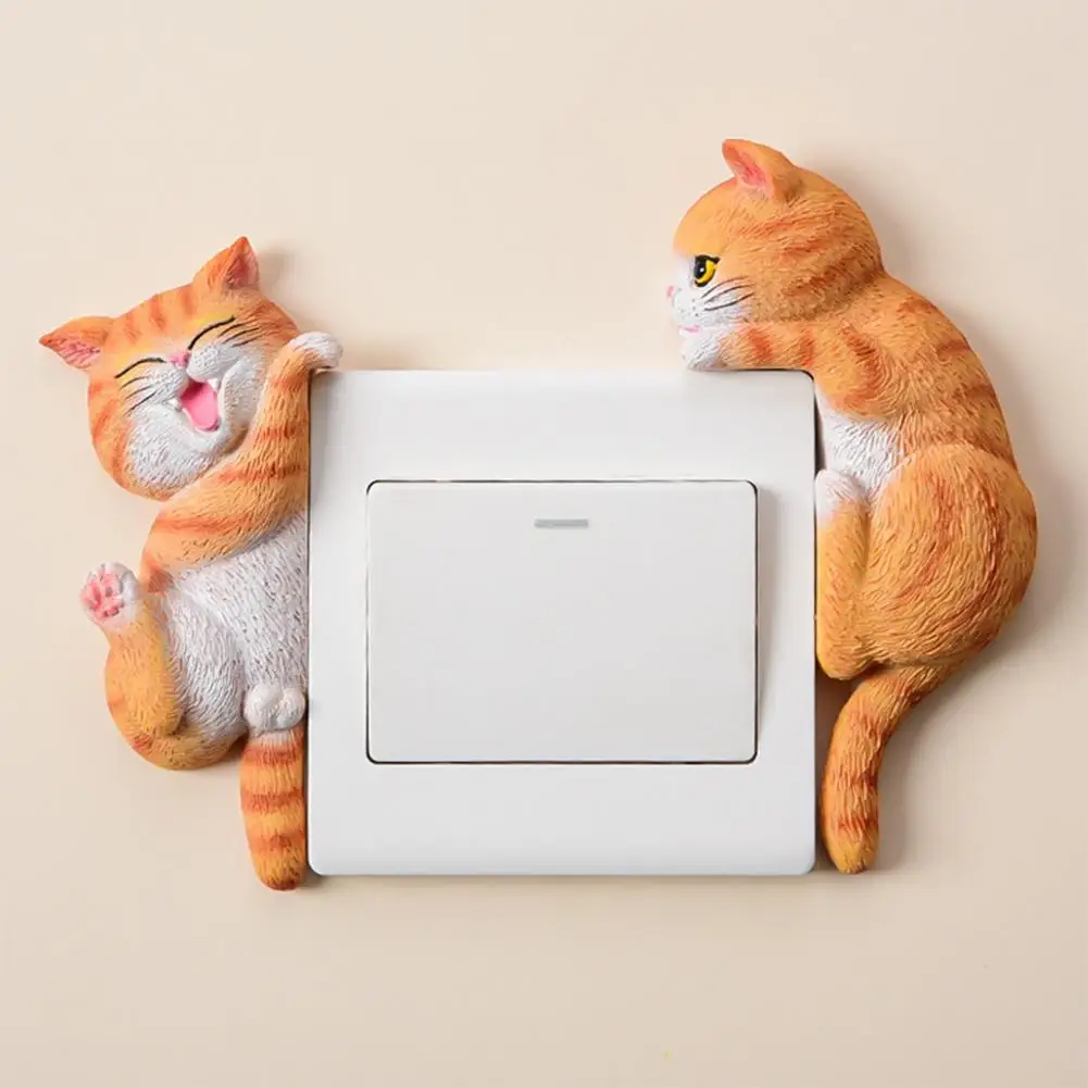 Decorative Resin Wall Plate Cat, 3D Cat Light Switch Sticker, Peel And Stick Wall Decor Adds A Cute 3D Touch To Any Light Switch