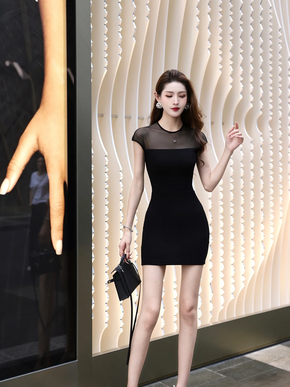 

Элегантное летнее платье Yukefei с оригинальным дизайном, сложным кроем и эффектом утяжки, с завышенной талией, из полиэстера, с сетчатыми вставками