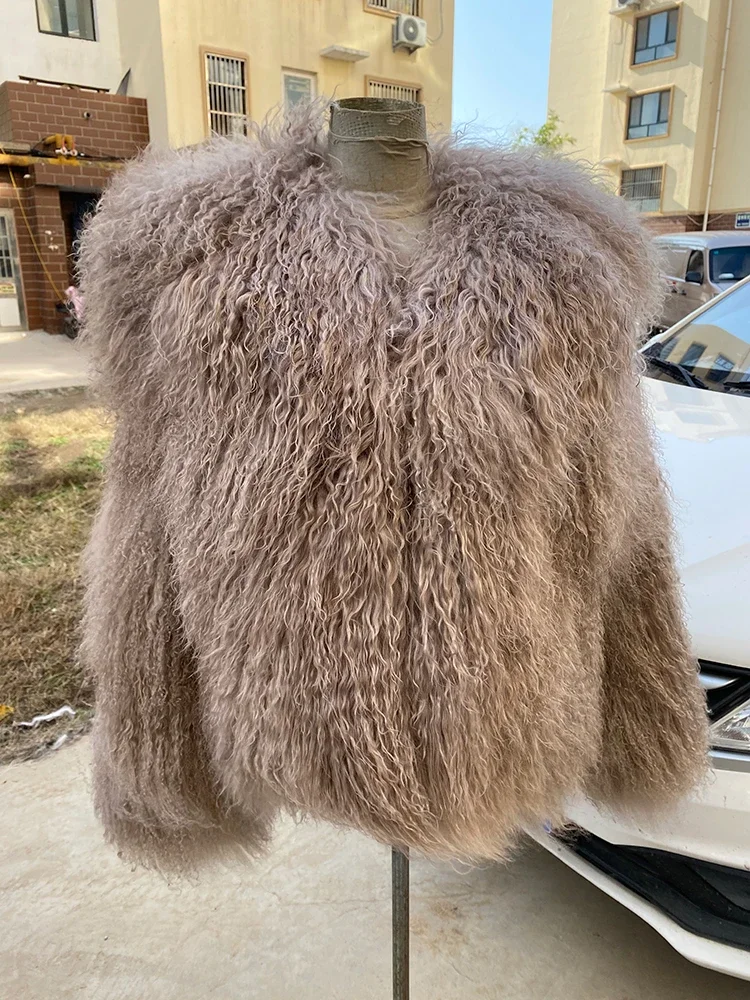 real fur coat winter women Mongolia Sheep Fur jacket