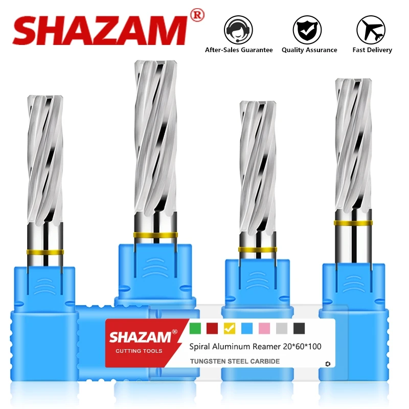 SHAZAM 1.0mm-12mm 50~80Long HRC50 Tungsten Steel Carbide For Aluminum Spiral Reamers For CNC Machining Center Reamer Tools