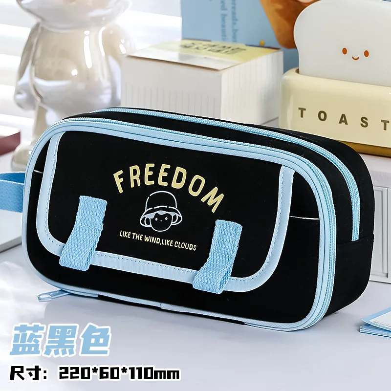 Stylish Color‑block Pencil Case Heavy‑duty Zipper Build pencil bag Girls Student Practical School Stationery Supplies