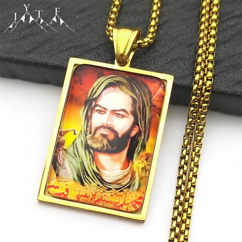 

Islam Prophet Muhammad Muslim Dog Tag Stainless Steel Necklace Men Gold Silver Color Arabic Pendant Necklaces Amulet Jewelry