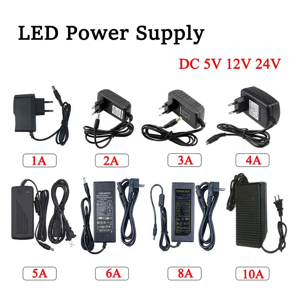 LED Adaptadores de Alimentação para CCTV Camera Router, Transformador de Iluminação, DC 5V, 12V, 24V, AC 110V-220V, 1A, 2A, 3A, 4A, 5A, 6A, 8A, 10A