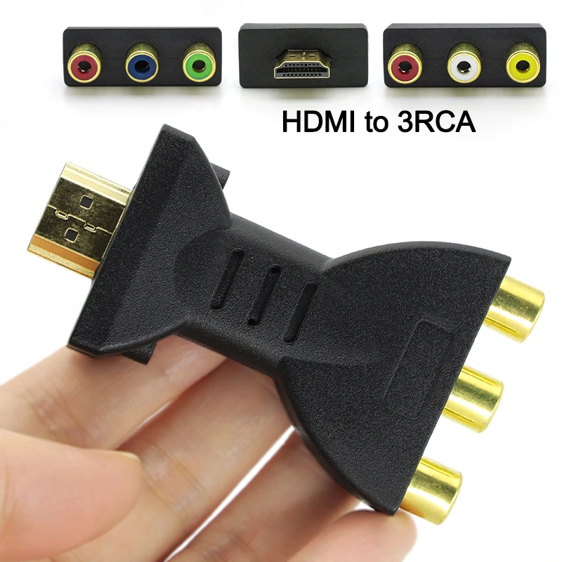 1Pcs HDMI to AV Adapter Cable 3RCA Lotus Head Red White Yellow/Red Blue Green  Converter HDMI to Audio Video Adapter