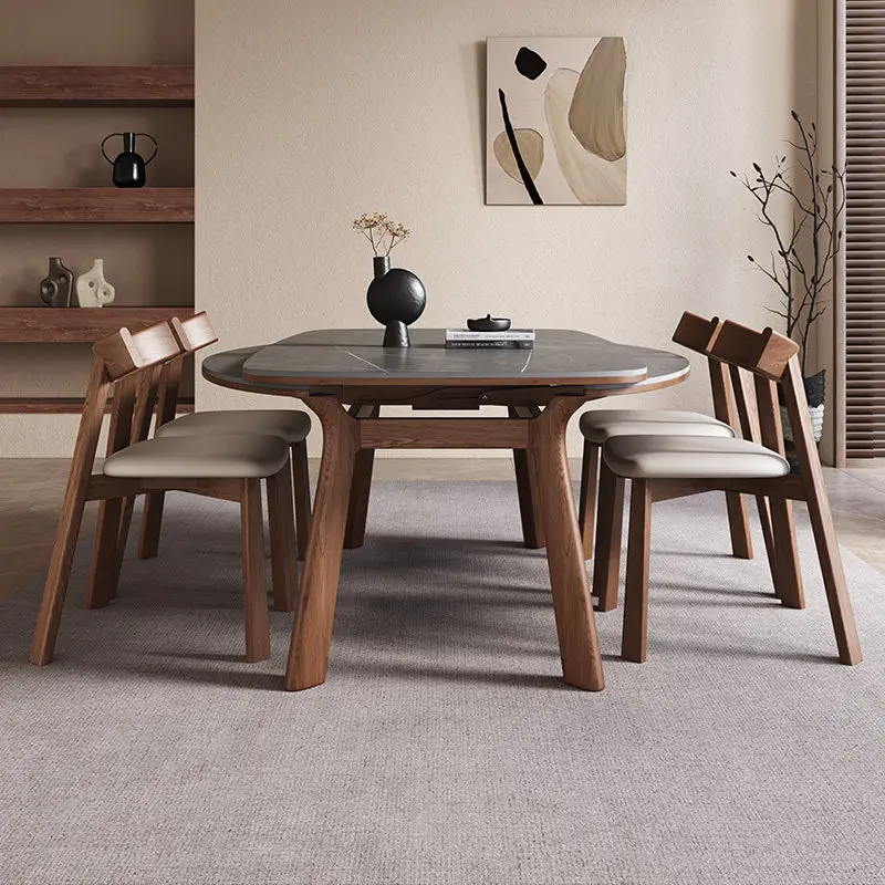 

Luxury 6 Person Dining Table Design Modern Unique Living Room Dining Table Extendable Nordic Wooden Mesas De Comedor Furniture