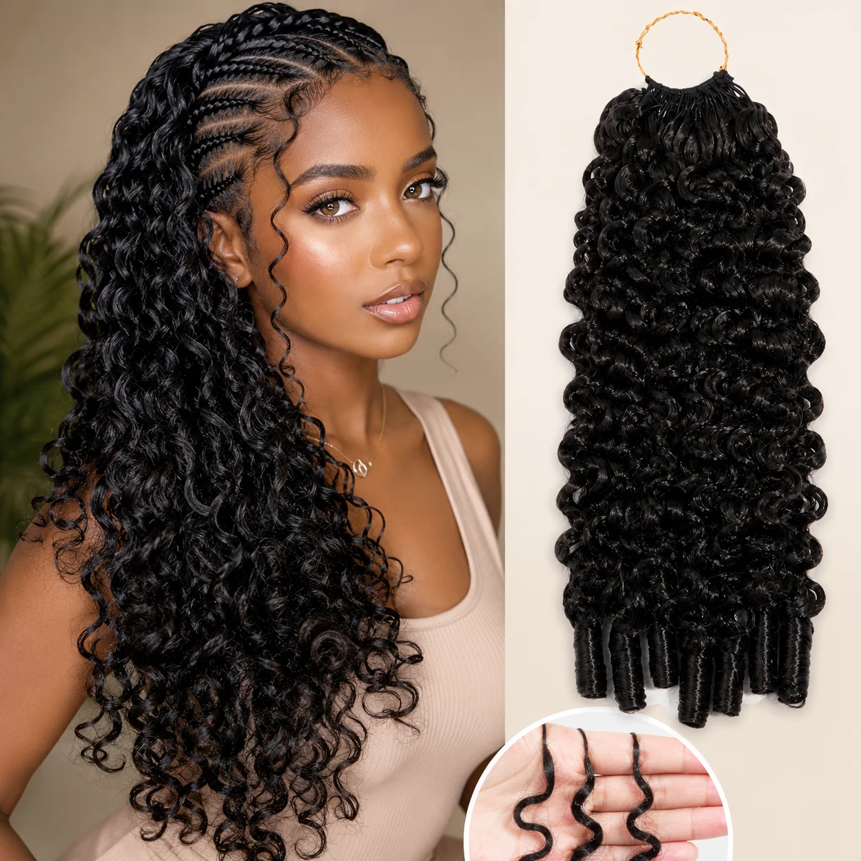 Burmese Curly Human Hair Crochet Extensions Seamless Micro-Tracks Feather Crochet Hair 3C 4A Pre Separated Reusable Remy Hair