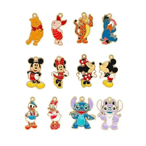 

Disney Cartoon Mickey Minnie DIY Accessories Cute Anime Peripheral Earrings Leather Band Hair Pendant Bracelet Fashion Jewelry