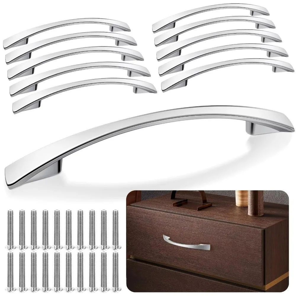2PCS Curved Profile Cabinet Handles Solid Structure Curved Handle Drawer Pulls Screw Mounting Pull Style Cupboard Handles