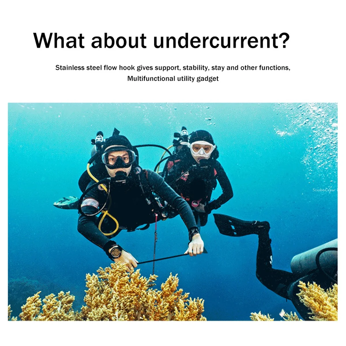 جديد مزدوج الرأس الغوص الشعاب المرجانية تجمع هوك الفولاذ المقاوم للصدأ الشعاب المرجانية هوك دوامة لفائف الربيع الحبل الغوص ملحق السلامة-الأخضر