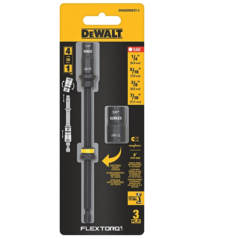 DEWALT DWADENDEXT-2 양면 너트 드라이브, 플렉토크 4 인 1 추가 소켓 스토리지, 다기능 전동 공구 액세서리