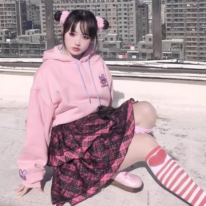 Mini saia com estampa listrada, vestido de baile punk de renda, saias kawaii, skater festa casual escolar, estilo gótico japonês, Harajuku, bolo Y2K