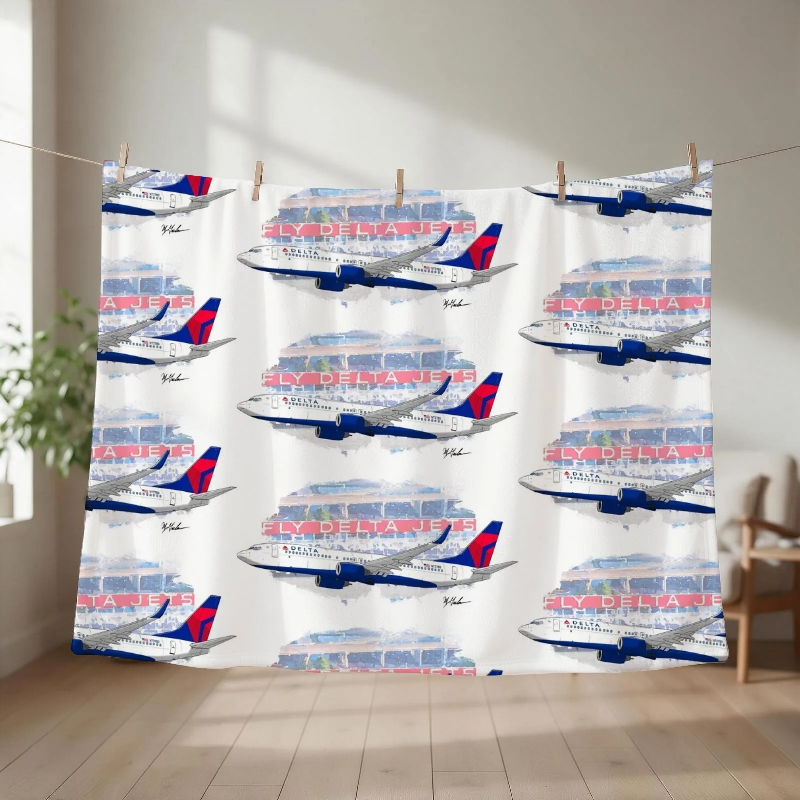 Fly Delta Jets Throw Blanket Plaid on the sofa Luxury Throw Sofa Bed covers Blankets