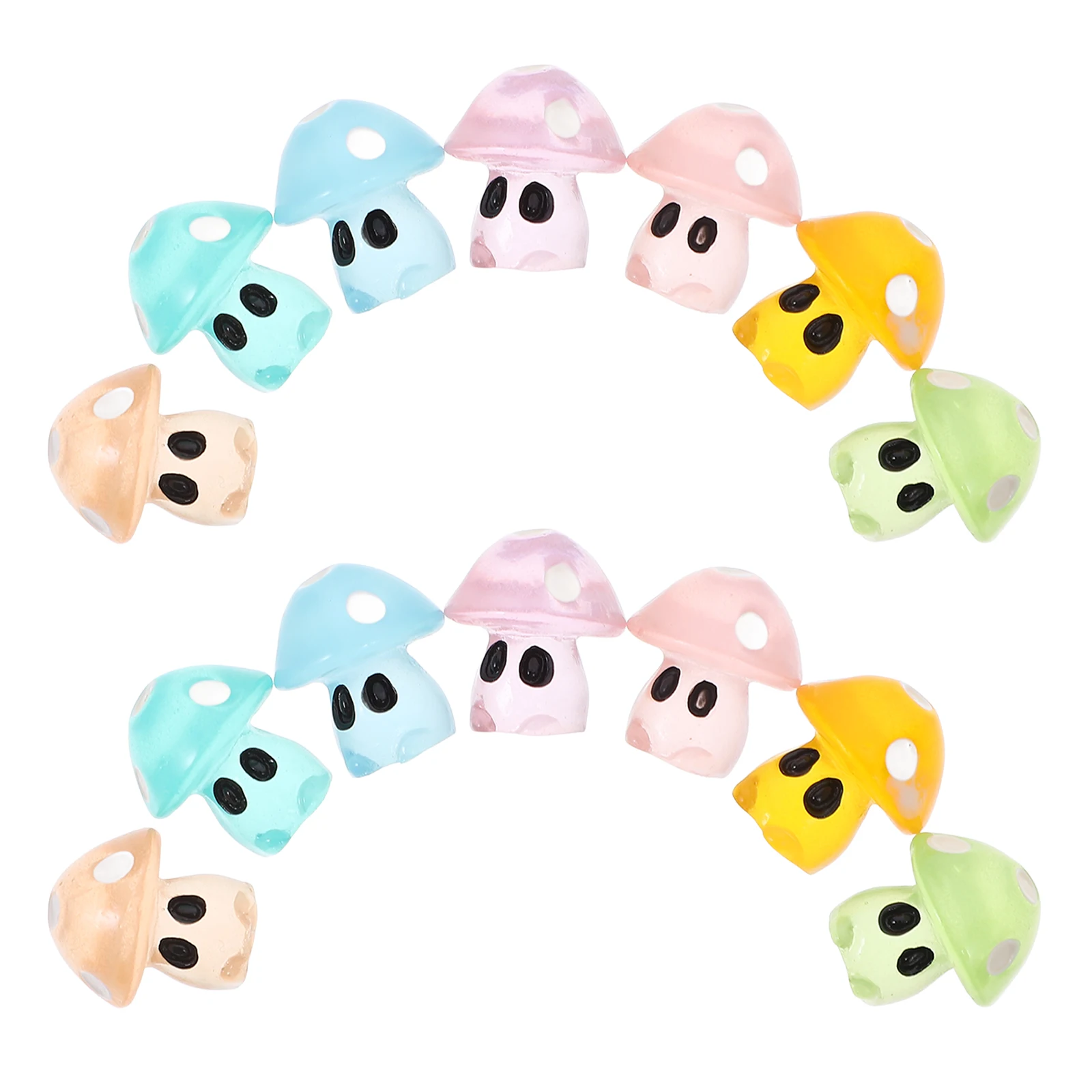 

35pcs Glow in Dark Mushrooms Realistic Resin Figurines Mini Garden Desk Accessories Night Light Toys Craft