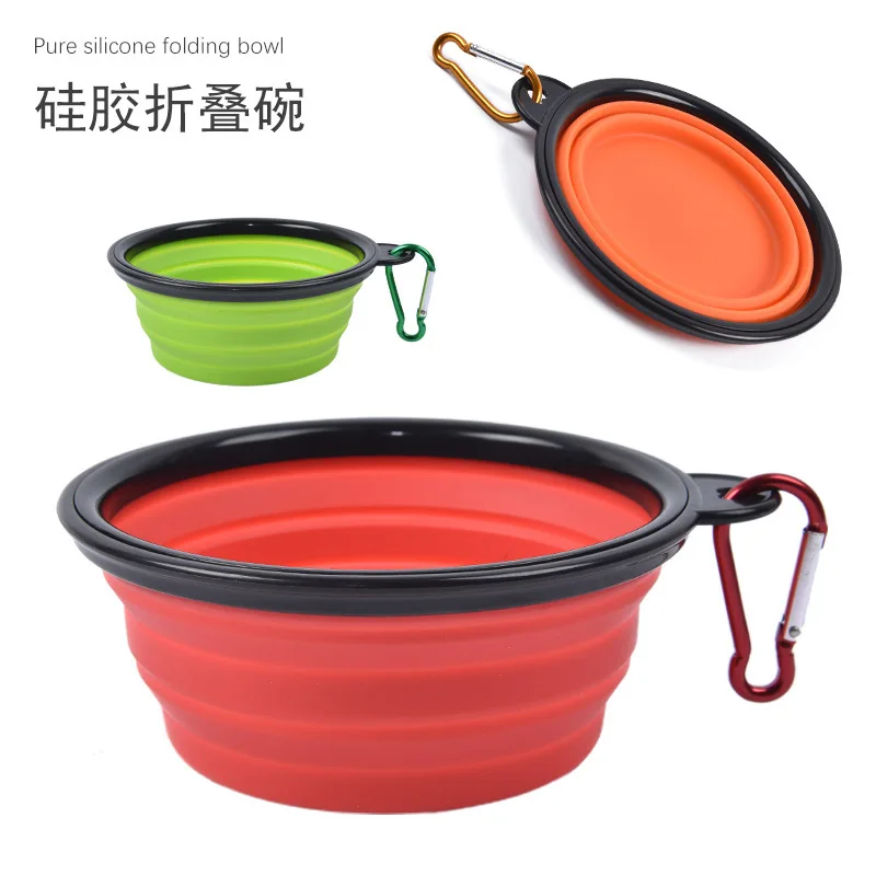 Collapsible Dog 350ml Folding Silicone Bowl Pet Outdoor Travel Portable Puppy Food Container Feeder With Carabiner