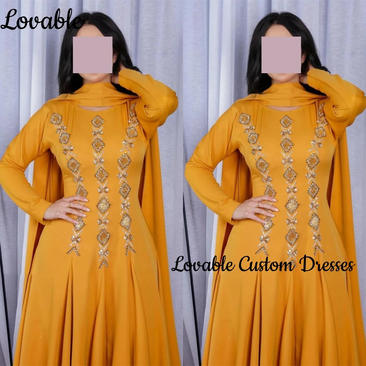 

فساتين سهرة فخ Alma네 Viss즙ilig화ustomize A-Line Платья с круглым вырезом для выпускного вечера Коктейльные платья длиной до пола на молнии с длинным рукавом