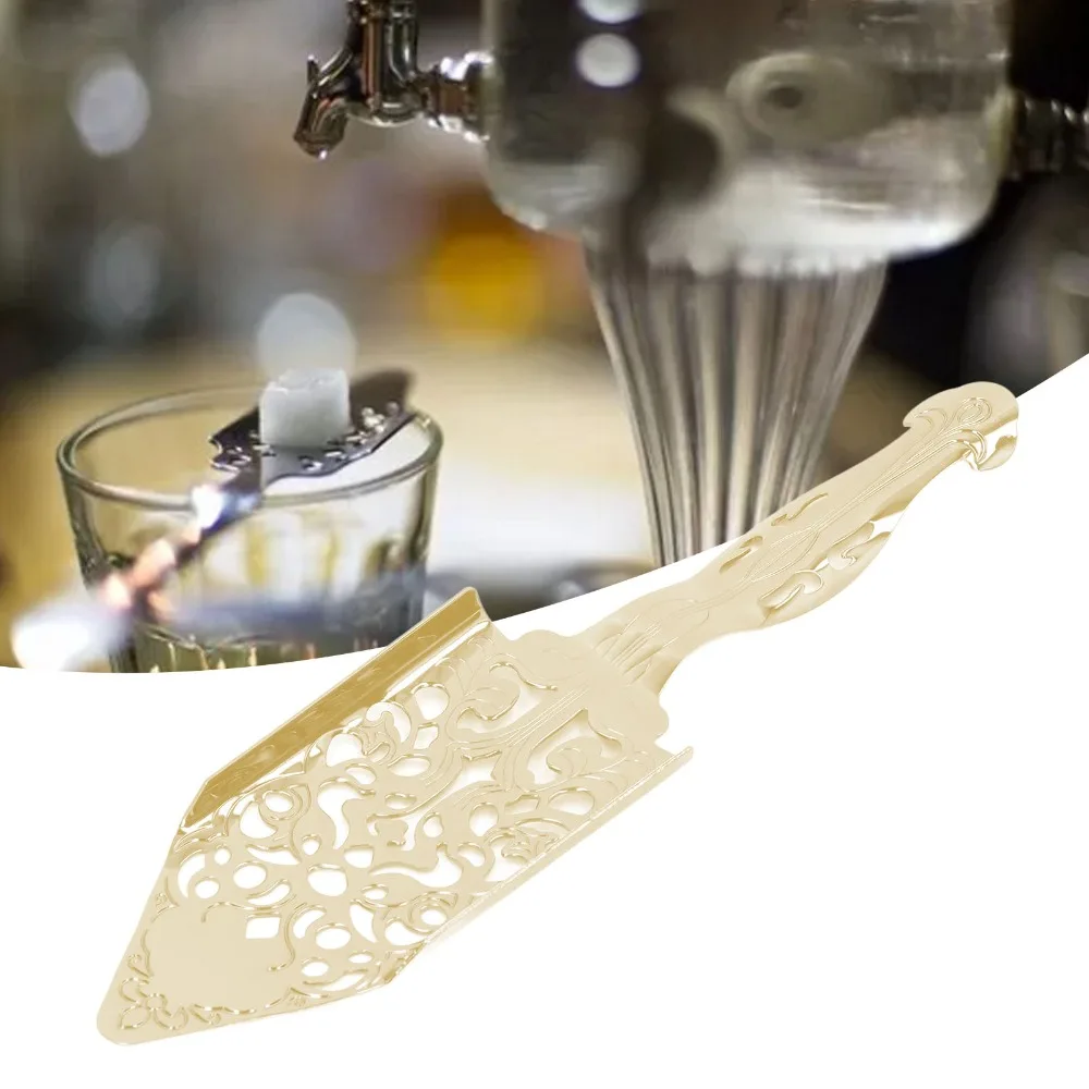 Stainless Steel Absinthe Filter Spoon Vintage Gold Wormwood Cocktail Spoon Hollow Design Hollowed Out Absinthe Spoon Glass Cup