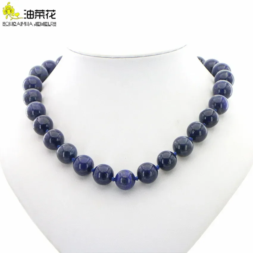 

Hot Free New Beautiful Natural 10mm Egyptian Lapis Lazuli Stone Clavicle Chain Necklace Woman Girl Christmas Wedding Gift AAA