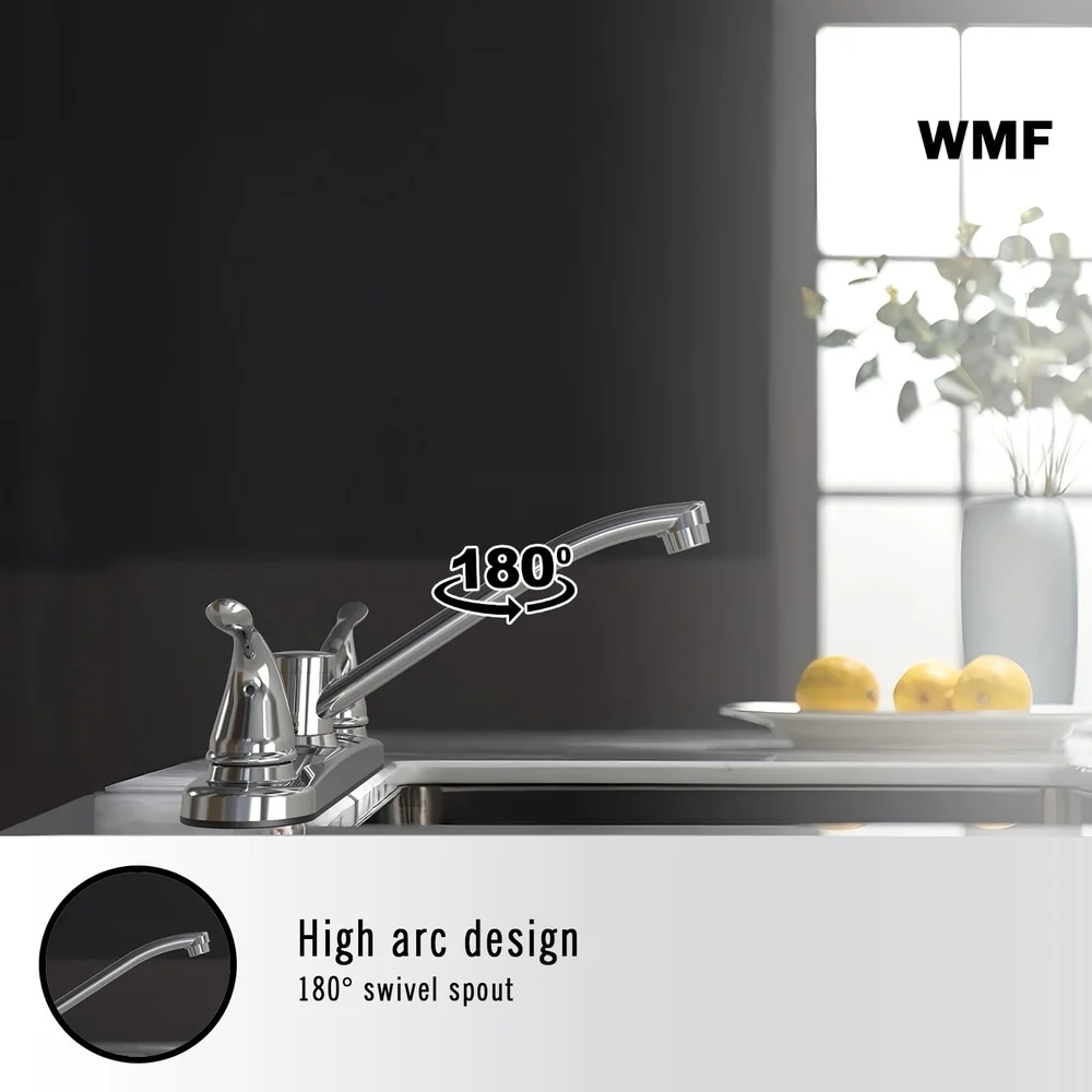 الهجين سطح معدني بالوعة المطبخ صنبور 360 درجة قطب صنبور المزدوج مقبض غسالة خرطوشة الجانب البخاخ 1.8 GPM معدل التدفق #4